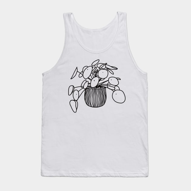 House Plant Line Art Drawing Tank Top by Trippycollage